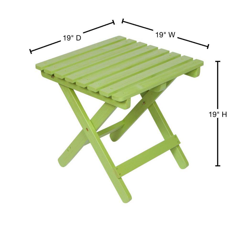 Lime Green Cedar Wood Folding Outdoor Side Table