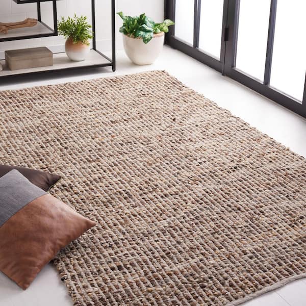 Natura 6 ft. x 6 ft. Ivory/Taupe Marle Striped Square Area Rug