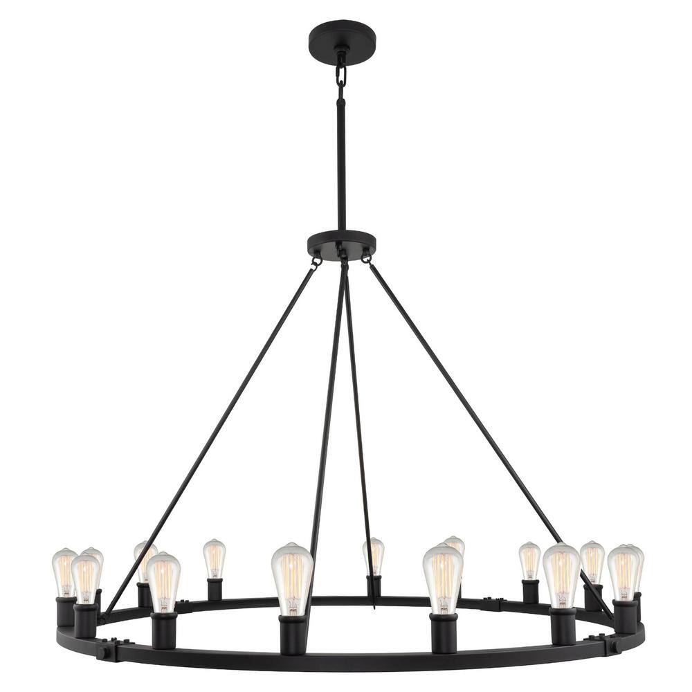 Kira Home Jericho 60-Watt 16-Light Black Farmhouse Chandelier, No Bulb ...