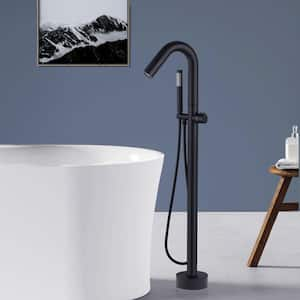 Single-Handle Freedstanding Floor Mounted Tub Faucet with Hand Shower in Matte Black