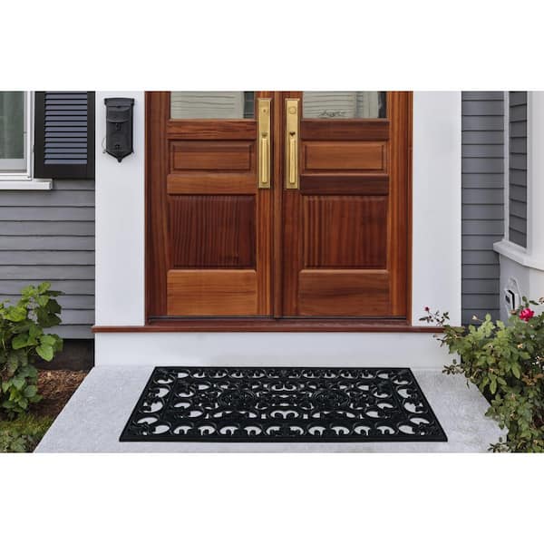 Lancaster Collection Rubber Pin Welcome Doormat Indoor Outdoor Mat, 18x30  - Linen Store