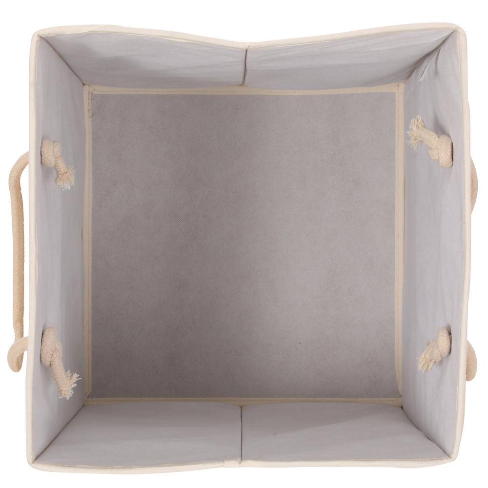 Beige Collapsible Resin Laundry Hamper with Lid and Handles