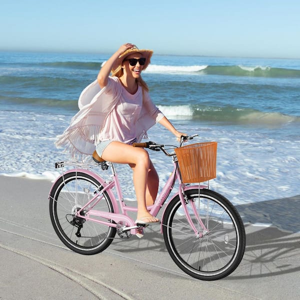 womens bicycle 24 DEYGIA Beach Cruiser Bike for Women, inch 7 Speed Commute Bike for Adults, with Ratten Basket and Adjustable Seat, Lightweight Step Through Bike for Adults Women Ladies This womens bike by Viribus is the perfect way to travel in style and safety NEW Huffy 24" Rock Creek