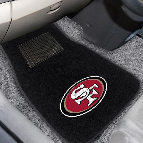 Set of 2 Black NFL San Francisco 49ers Heavy Duty Rear Car Floor Mats 14 x  17