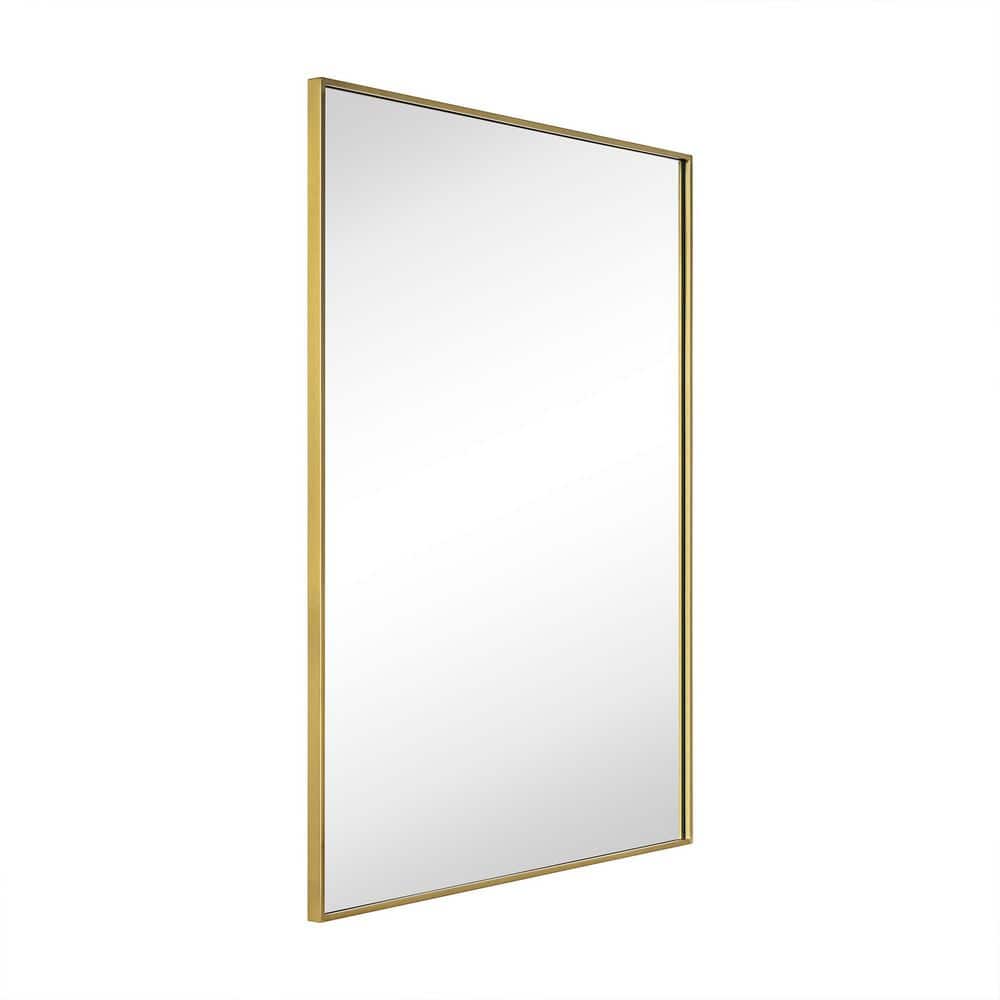 Linton 24 in. W x 32 in. H Rectangle Stainless Steel Framed Wall Mounted Bathroom Vanity Mirror in Gold price history on PriceWatchPro