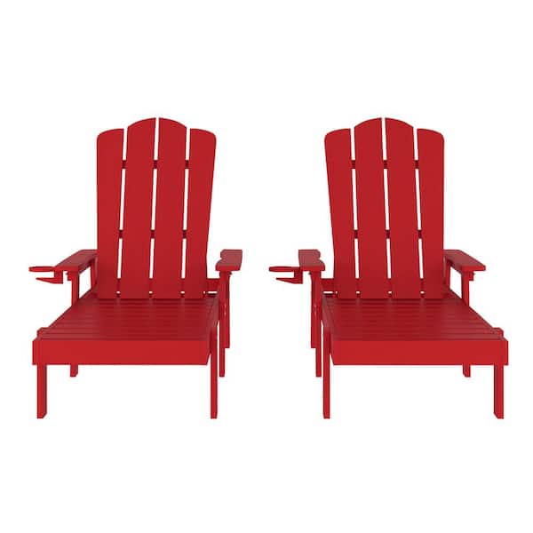 Carnegy Avenue Red Plastic Outdoor Lounge Chair in Red (Set of 2)