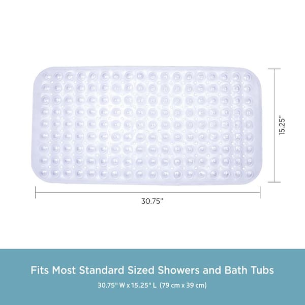 Aoibox 39.4 in. x 15.8 in. Non-Slip Shower Mat in Transparent Blue
