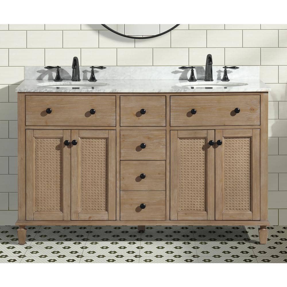 Annie 55" Weathered Fir Double Sink Bathroom Vanity