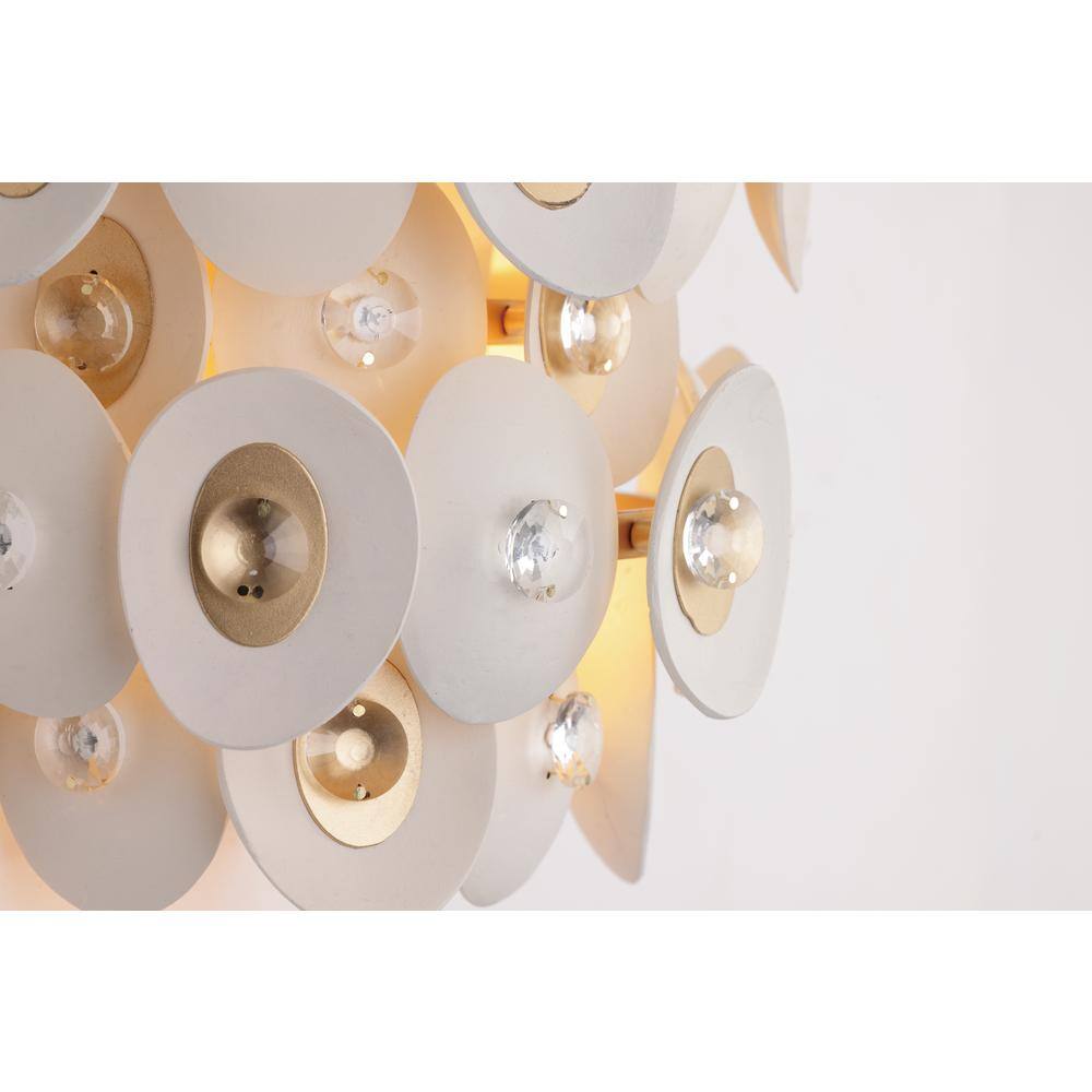 Gold and White Coconut Shell 2-Light Wall Sconce