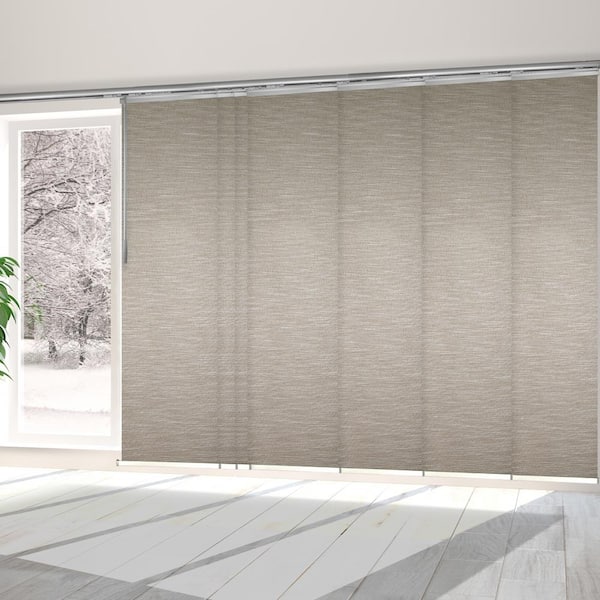 EMOH Hemp 110 in. - 153 in. W x 94 in. L Adjustable 7- Panel in Satin Nickel Single Rail Panel Track with 23.5 in. Slates