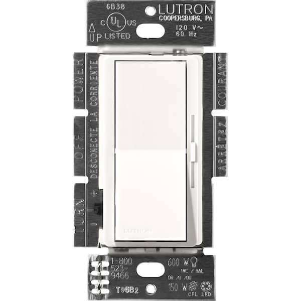 White Diva Dimmer Switch for 0-10V LED/Fluorescent Fixtures, Single-Pole or 3-Way, Brilliant White (DVSCSTV-BW)