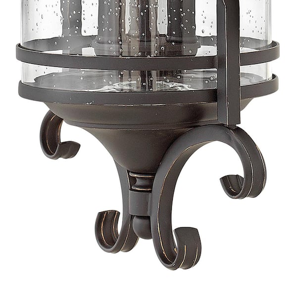 HINKLEY - Casa 3-Light Olde Black With Clear Seedy Glass Hardwired Outdoor Wall Lantern Sconce