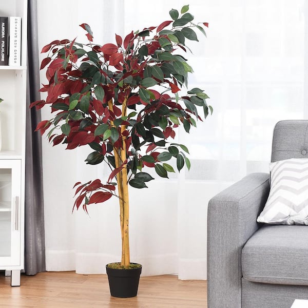 Artificial Ficus Tree 4 FT Tall Silk Fake Plant for Home Decor Indoor  Office