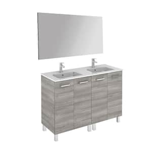 Logic 47.3 in. W x 18.0 in. D x 33.0 in. H Bath Vanity in Sandy Grey with Ceramic Vanity Top in White with Mirror