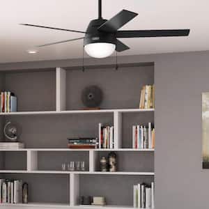 Anslee 52 in. Indoor Matte Black Ceiling Fan with Light Kit Included