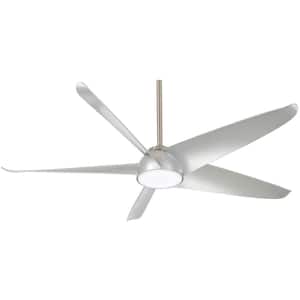 Ellipse 60 in. Integrated LED Indoor Brushed Nickel Silver Blades Smart Ceiling Fan with Light and Remote Control