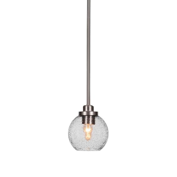 Unbranded Monroe 100-Watt 1-Light Brushed Nickel Shaded Pendant Light with Smoke Bubble Glass Shade, No Bulb Included