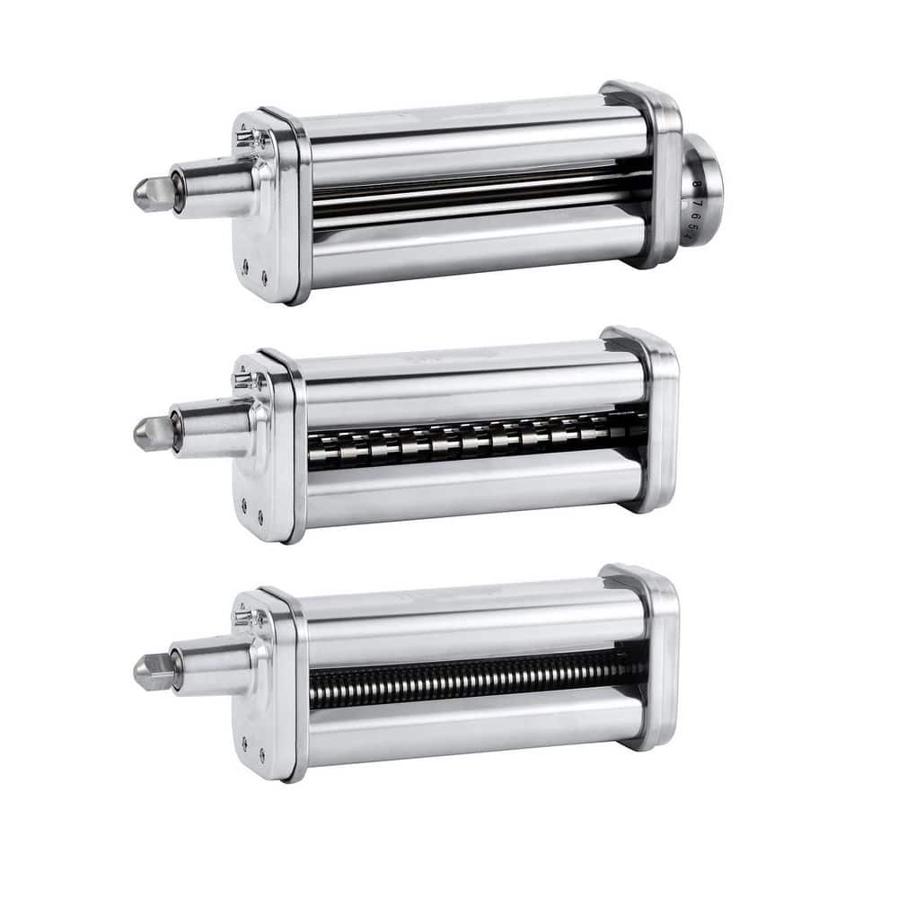 Stainless Steel Pasta Maker Attachment Set for KitchenAid Stand Mixer with Roller and Cutters