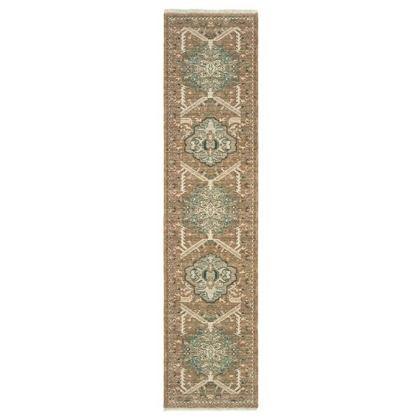 AVERLEY HOME Avery Rust/Teal 2 ft. x 10 ft. Distressed Tribal Runner Rug