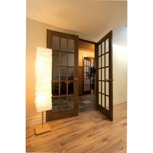 32 in. x 80 in. Left Hand Unfinished Pine Glass 15-Lite Clear True Divided Single Prehung Interior Door