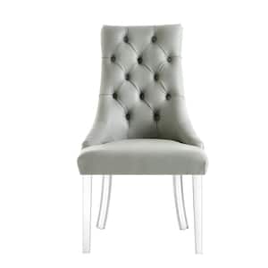 Winona Grey PU Leather Acrylic Leg Armless Dining Chair (Set of 2)