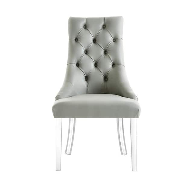 Inspired Home Winona Grey PU Leather Acrylic Leg Armless Dining Chair (Set of 2)