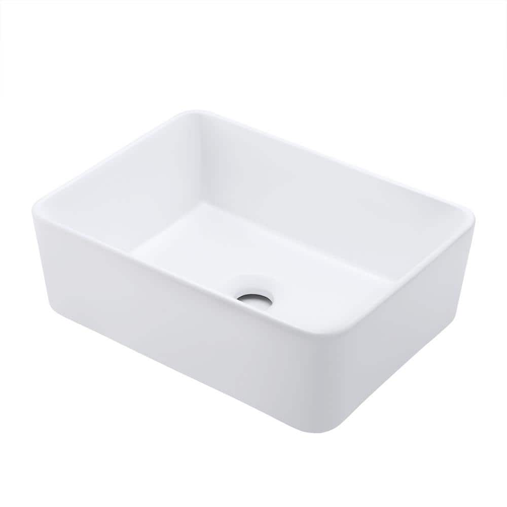 KES Modern 16 in. x 12 in. Rectangular Bathroom Ceramic Vessel Sink in ...