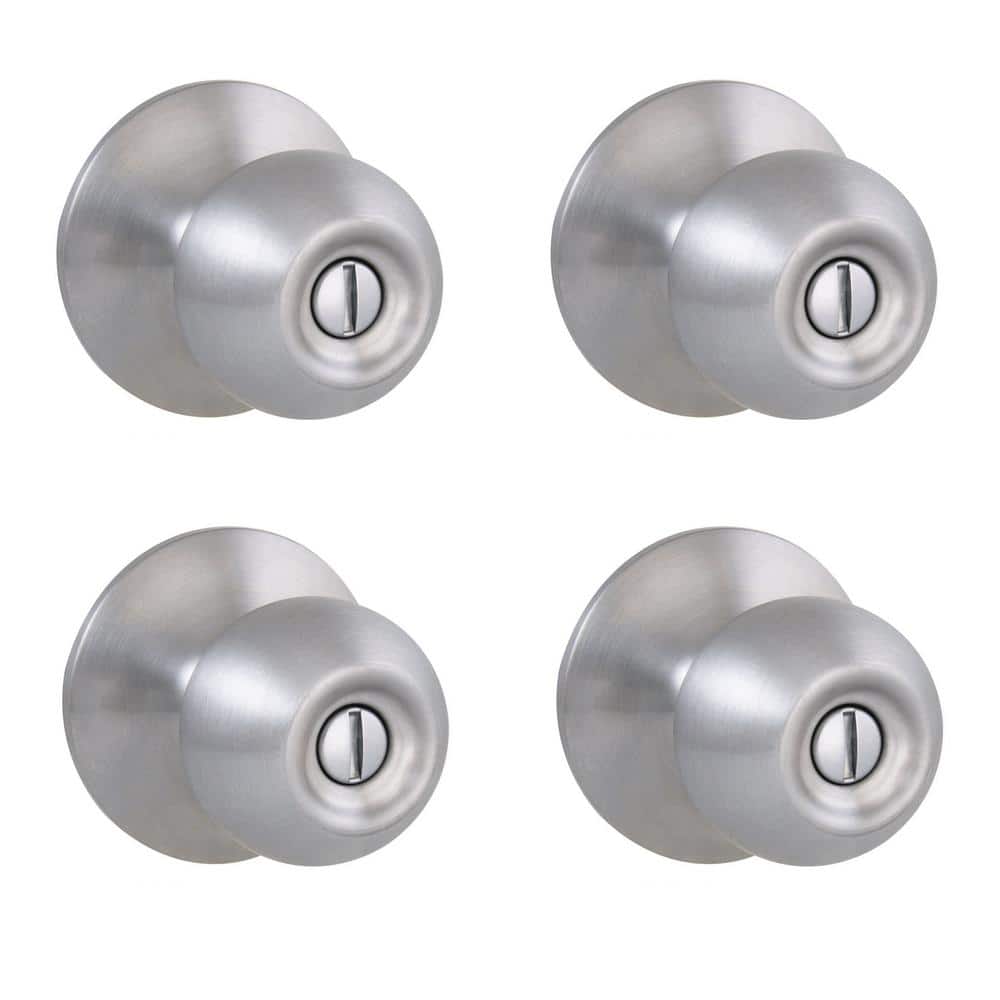 Saturn Stainless Steel Bed/Bath Door Knob (4-Pack)