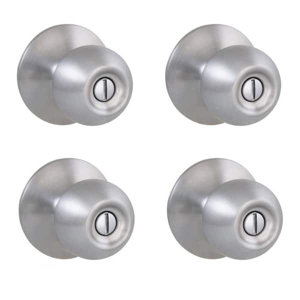 Saturn Stainless Steel Bed/Bath Door Knob (4-Pack)