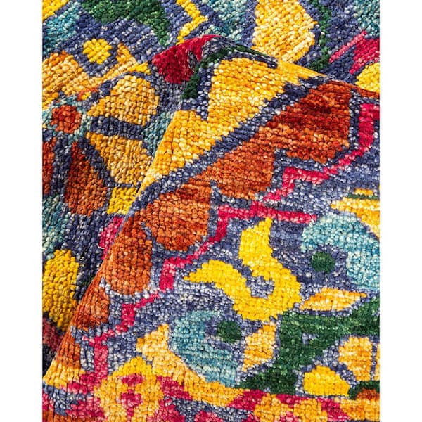 Ikat 4 ft. x 6 ft. Blue Modern Wool Indoor Area Rug