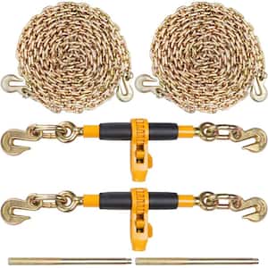 Ratchet Chain Binder 2PCS, 3/8 in.-1/2 in. Heavy Duty Load Binders, with G80 Chains 12000 lbs. Secure Load Limit