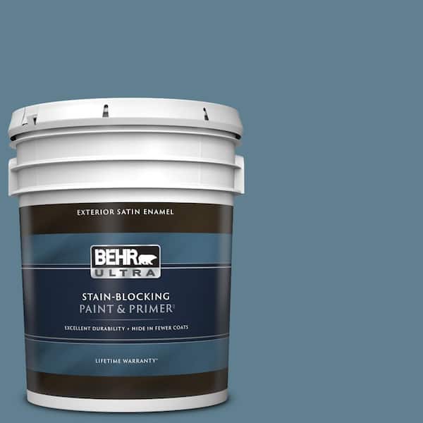 BEHR ULTRA 5 gal. #BXC-36 Aegean Blue Satin Enamel Exterior Paint & Primer