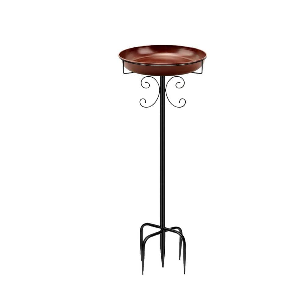 35 in. Heavy Duty Metal Bird Baths for Outdoors, with Metal Stake Garden Patio Yard Lawn Decor, Brown price history on PriceWatchPro