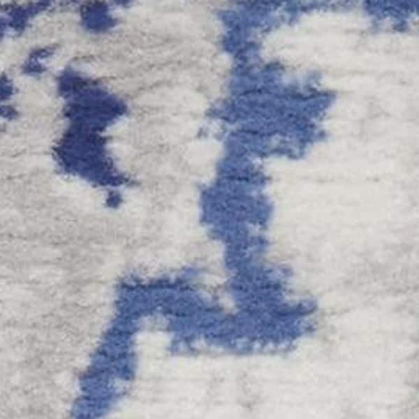 7' X 10' Ivory Blue and Gray Abstract Distressed Non Skid Area Rug
