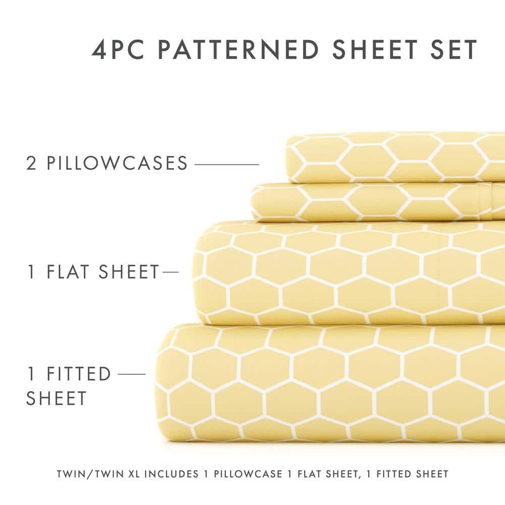 California King Yellow Chevron Microfiber Sheet Set