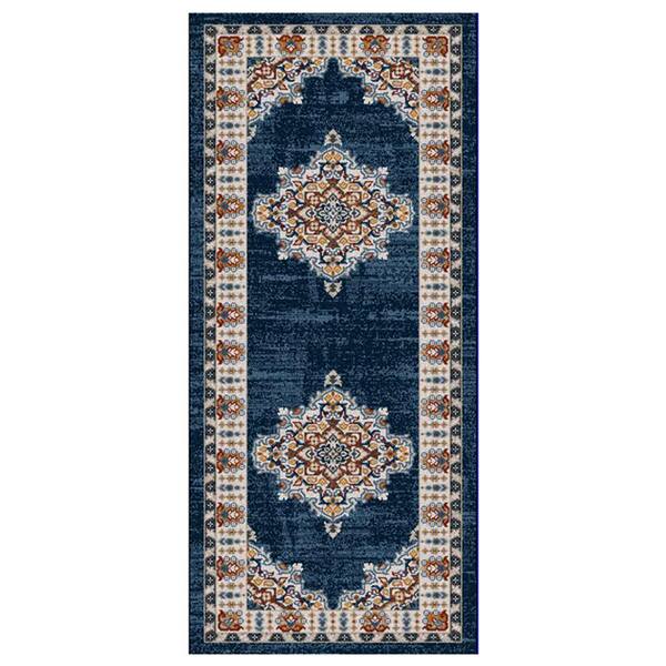 Gertmenian Alor Khelo Blue 2 ft. x 6 ft. Oriental/Medallion Indoor Runner Rug
