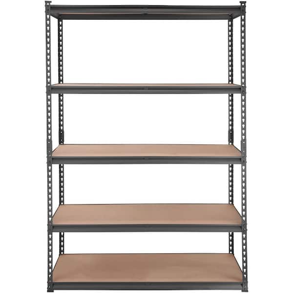 5-Shelf Metal Heavy Duty Freestanding Garage Storage Shelving Unit in Black (48 in. W x 72 in. H x 24 in. D)