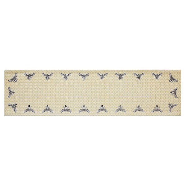 VHC Brands Buzzy Bees 12 in. W x 48 in. L Yellow Honeycomb Cotton Table Runner