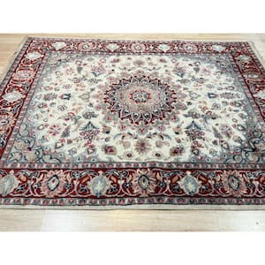 Ivory 8 ft. x 10 ft. Hand-Knotted Wool/ silk Traditional Area Rug