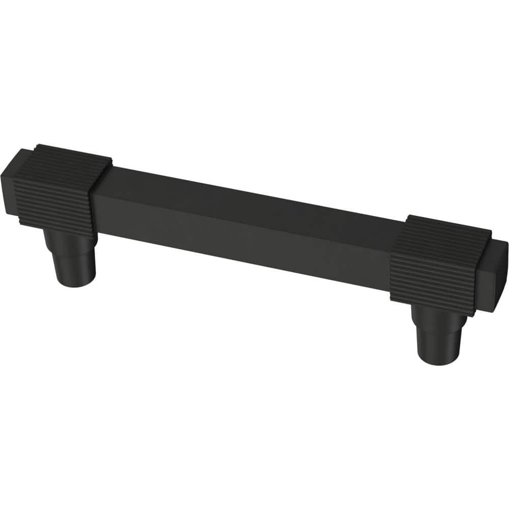 Fluted Square 3-3/4 in. (96 mm) Modern Matte Black Cabinet Drawer Pull price history on PriceWatchPro