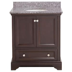 Stratfield 31 in. W x 22 in. D x 39 in. H Single Sink  Bath Vanity in Chocolate with Mineral Gray Cultured Marble Top