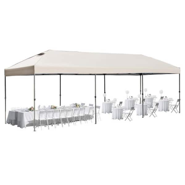 SereneVita 10 ft. x 30 ft. Khaki Pop Up Canopy Tent with Sidewalls, Waterproof Party Wedding BBQ Events Tent for Parties