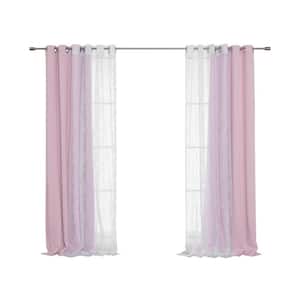 Light Pink Polyester Solid 52 in. W x 84 in. L Grommet Blackout Curtain (Set of 2)