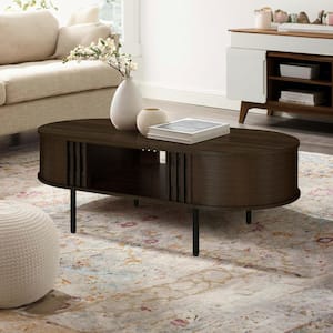 New Classic Furniture Brax 47.25 in. Walnut Oval Wood Coffee Table