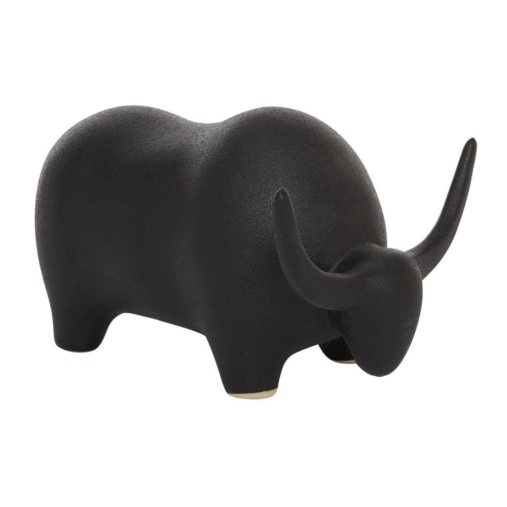 8  x 7  Black Ceramic Bull Sculpture  by The Novogratz