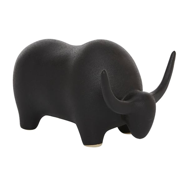 Novogratz 11 in. x 7 in. Black Ceramic Bull Sculpture