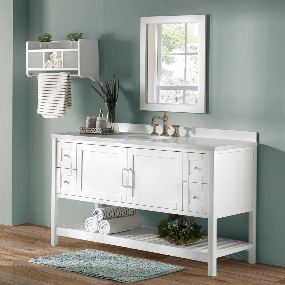 Bennet 60" White Pine Wood Freestanding Vanity Cabinet
