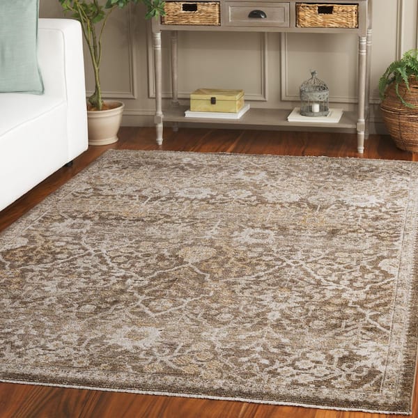 Hazel 9 ft. x 12 ft. Brown/Ivory Traditional Floral Ornate Area Rug
