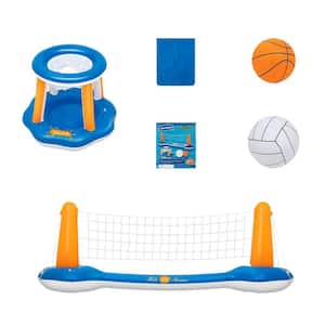 Swimming Pool Basketball and Volleyball Sets with 120 in. Inflatable Volleyball Net, Pool Games for Family