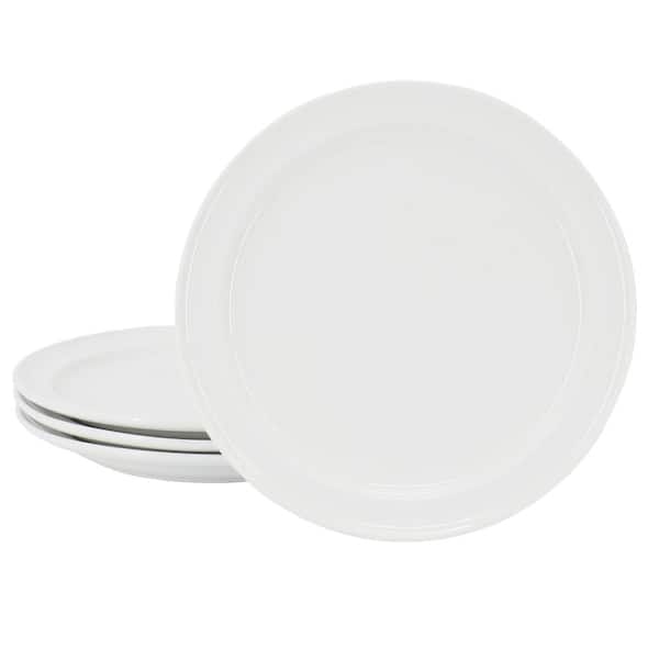 MARTHA STEWART EVERYDAY Hillington 4 Piece 9 in. Round fine ceramic Dessert Plate Set in White